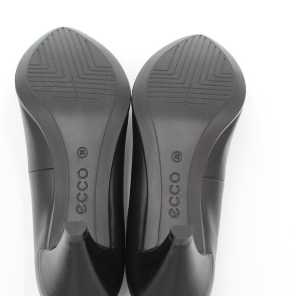 ECCO Leather Pumps 39 Womens Size 8 Black Kitten Heel Comfort Shoe Minimalist - Picture 4 of 7